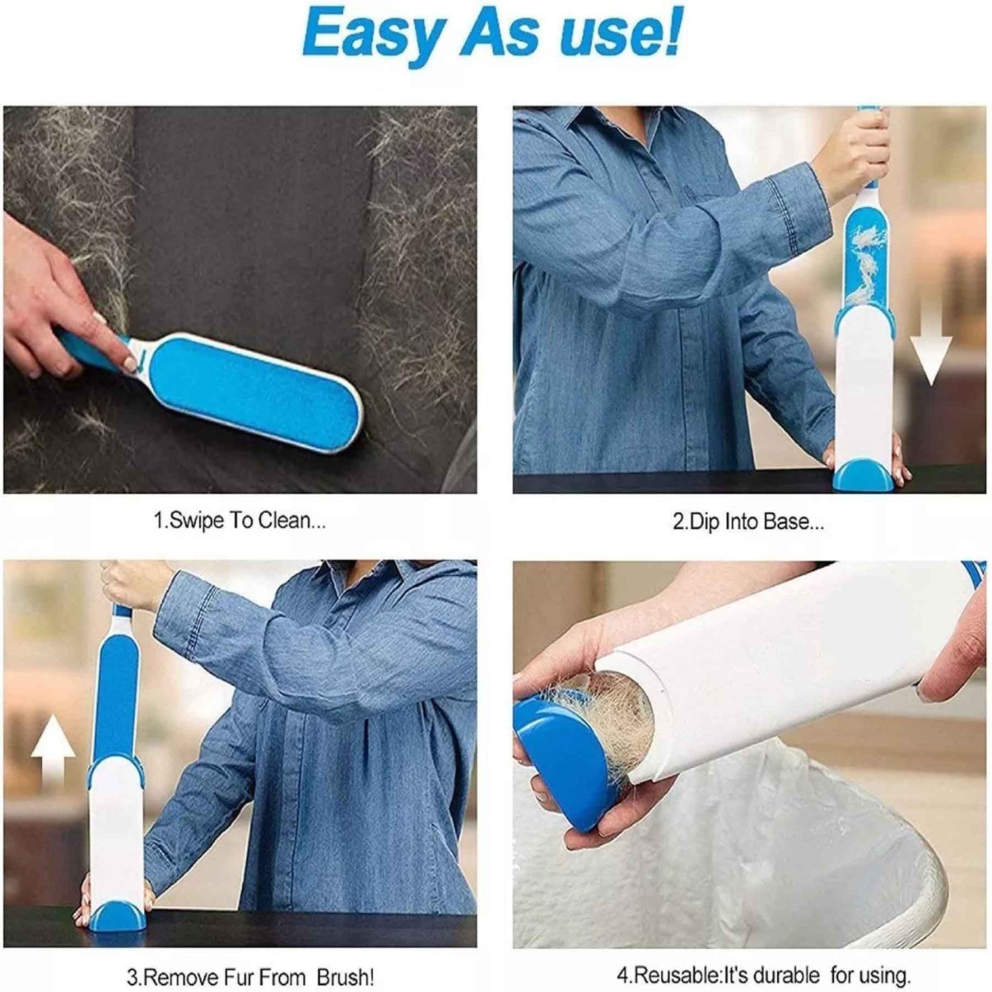 Cepillo Quita Pelos De Mascota 2pcs Azul